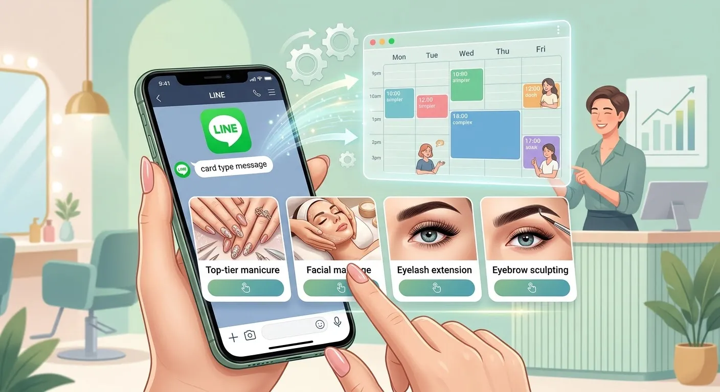 【LINE活用術】カタログ風の「カードタイプメッセージ」で客単価UP！複数メニューを即予約に繋げる方法